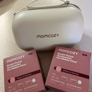 Momcozy White and Pink Breast Pump Accessories Set